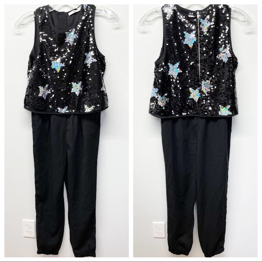 M & S Kids Sequin Black Jumpsuit Stars 11-12 years
